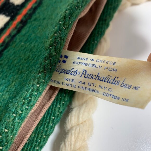 Handwoven Greek Shoulder Tote Geometric Hippie Bag Filopoulos Paschalidis Bros - Picture 4 of 4